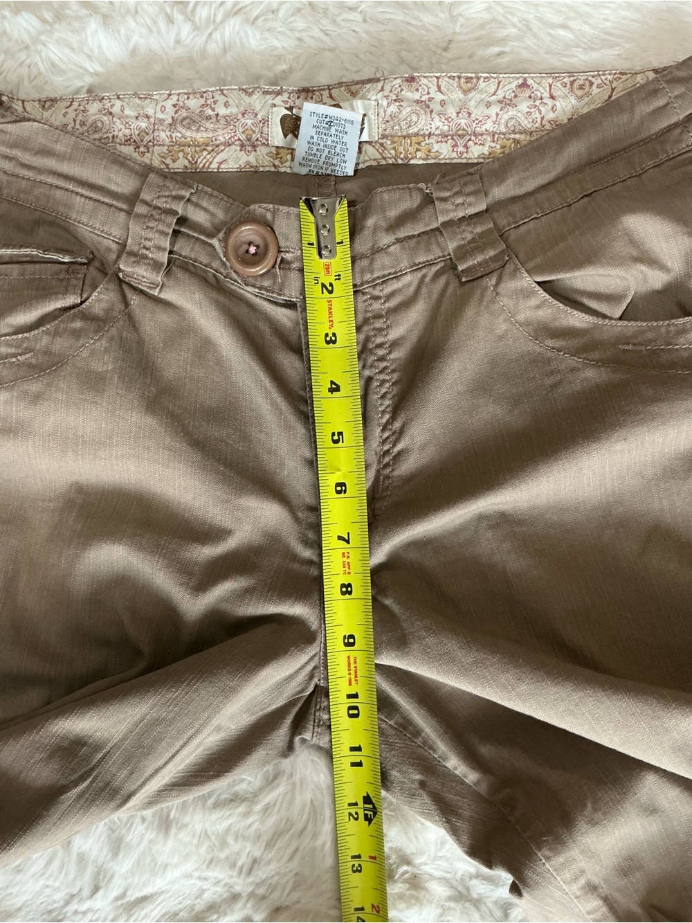 Cavaricci Women’s 100%Cotton Capri Pants Size 8 Tan Drawstring Hem Y2K - Picture 7 of 9